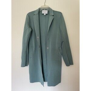 Carolina Belle Montreal Green Hooded Scuba Blazer Jacket Coat Size S Stretchy